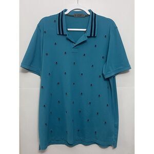 G/Fore Golf Polo Mens Size XL Teal Skull Print